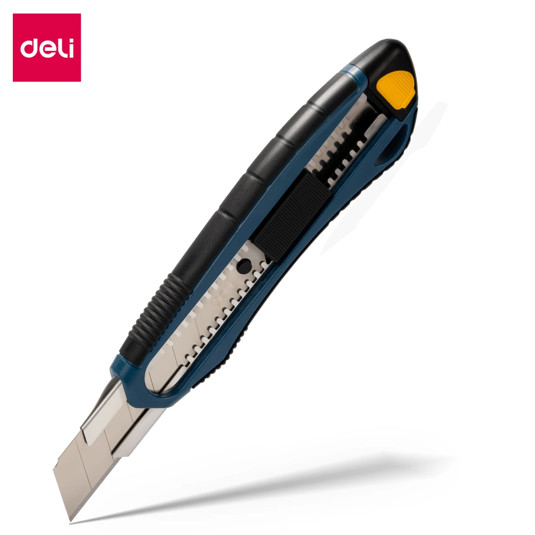 Deli/得力美工刀大号美工刀裁纸刀拆快递刀舒适包胶握感SK5合金钢
