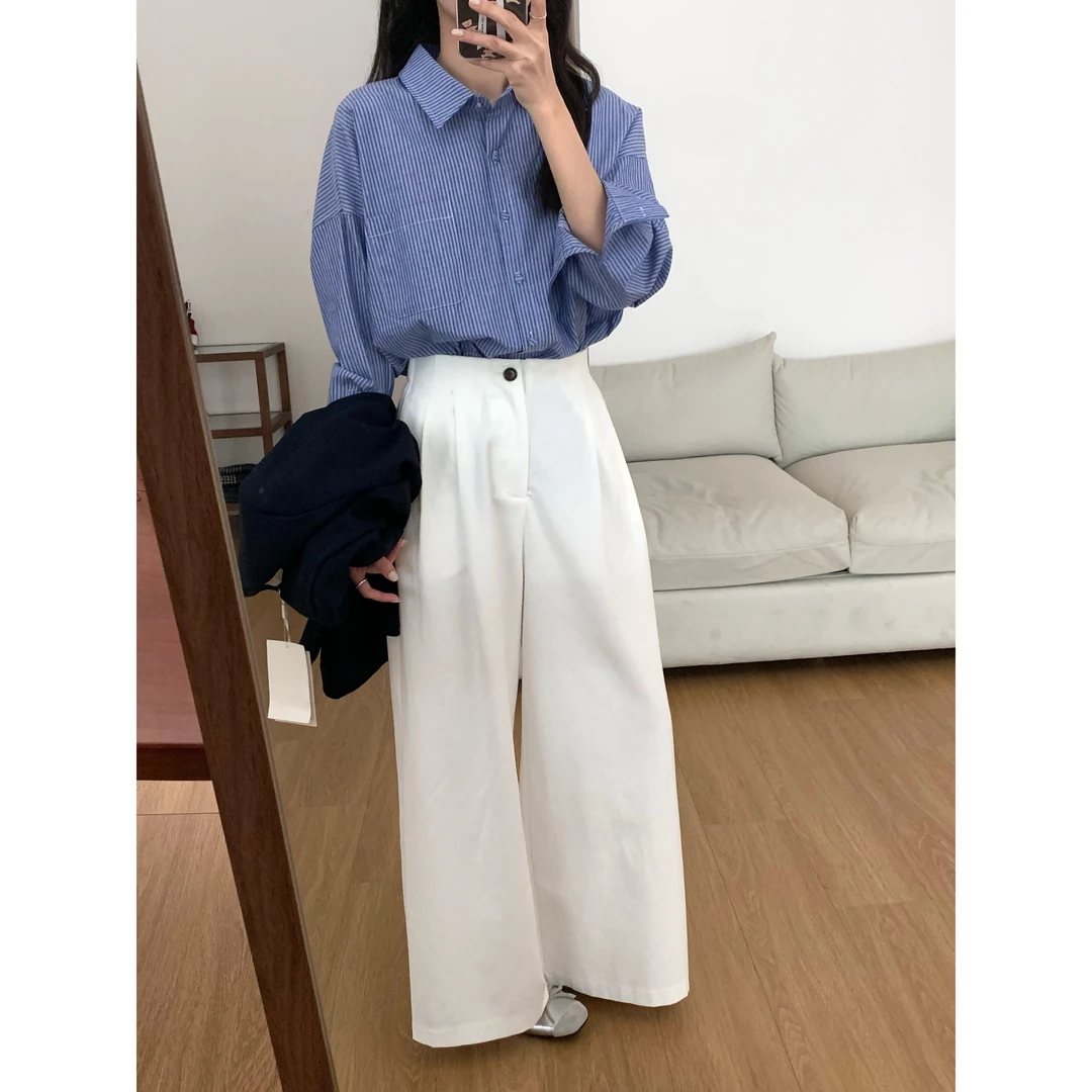 250001#韩版百搭直筒减龄垂感超显瘦休闲裤