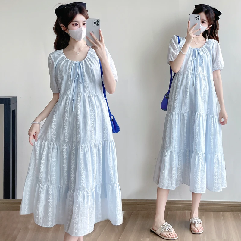 孕妇装女2025新款爆款洋气连衣裙夏装高级韩版夏季宽松大码裙子