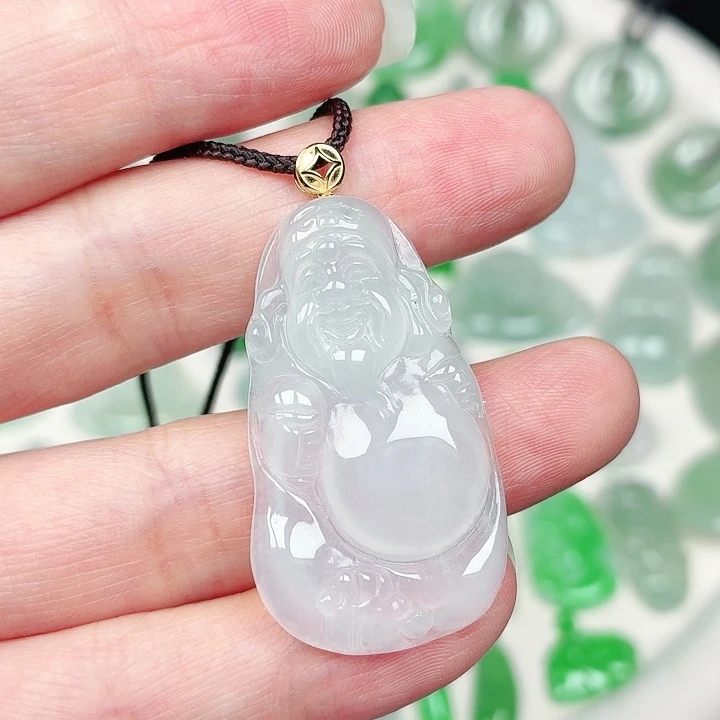 翡翠18K金镶嵌颈饰缅甸天然A货翡翠