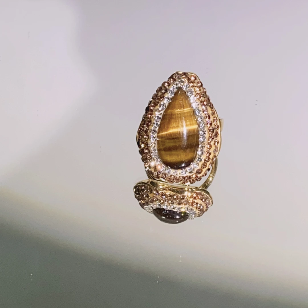 铜合金合成锆石戒指 TTSD 美拉的HYS水滴时尚个性戒指2059