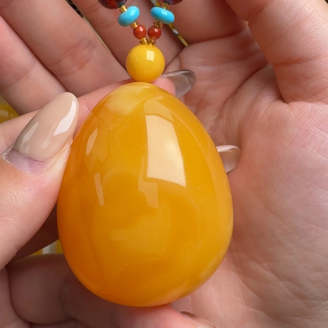 蜜蜡未镶嵌毛衣链无优化无烤色无补胶无覆膜无辐照无煮蜜