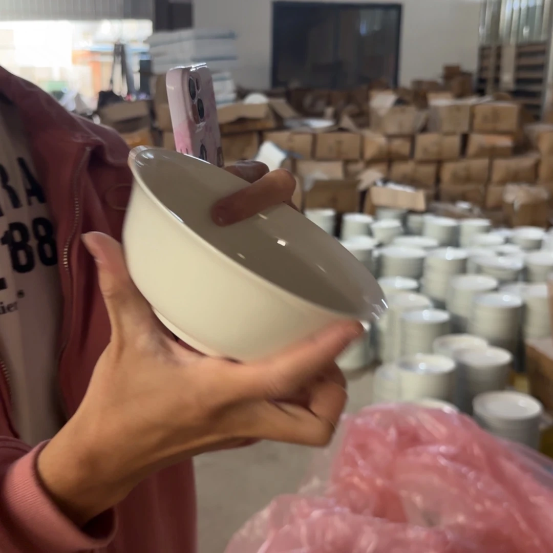 6英寸老白泥面碗4只微瑕