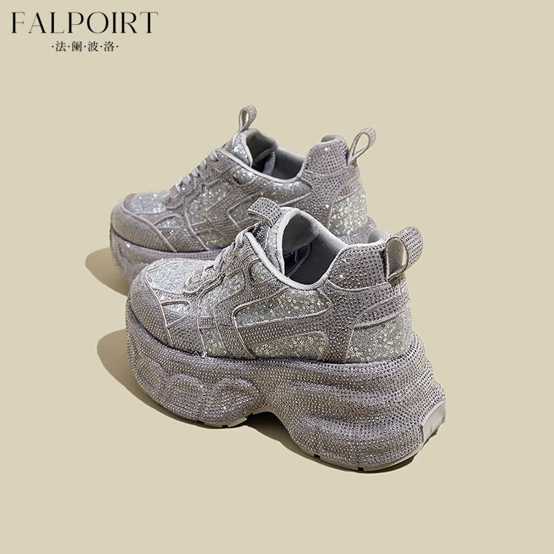 FALPOIRT厚底增高老爹鞋女水钻满天星2025秋季新款潮流休闲运动鞋