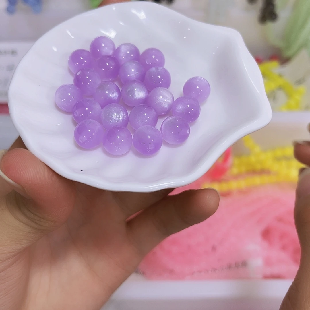 琉璃非金属紫色树脂猫眼卡10 30颗