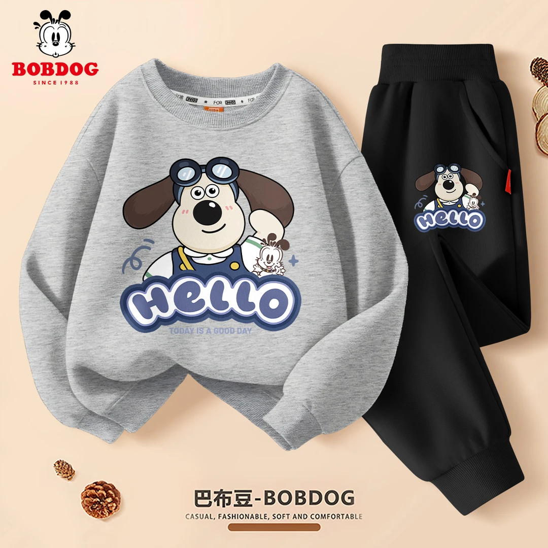 巴布豆卡乐童装儿童卫衣套装秋季2026新款帅气男大童运动裤两件套