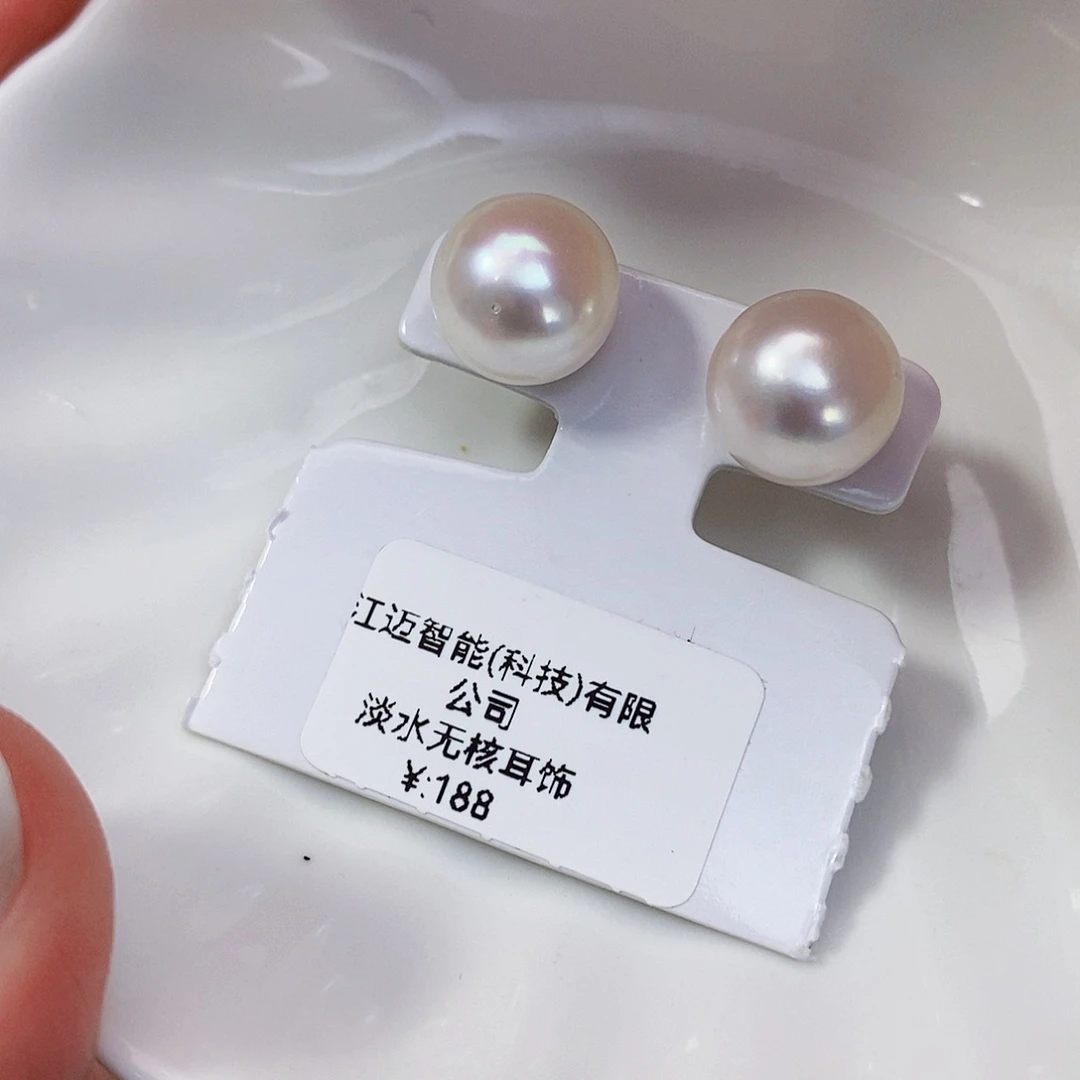 淡水珍珠特价不退换馒头耳饰银S925镶嵌