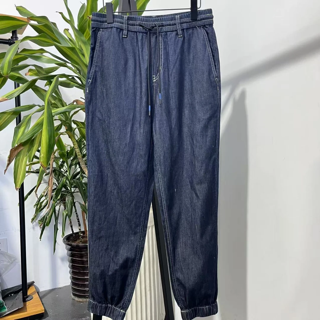 O-7  潮牌新款深蓝色百搭束口牛仔裤 U0016