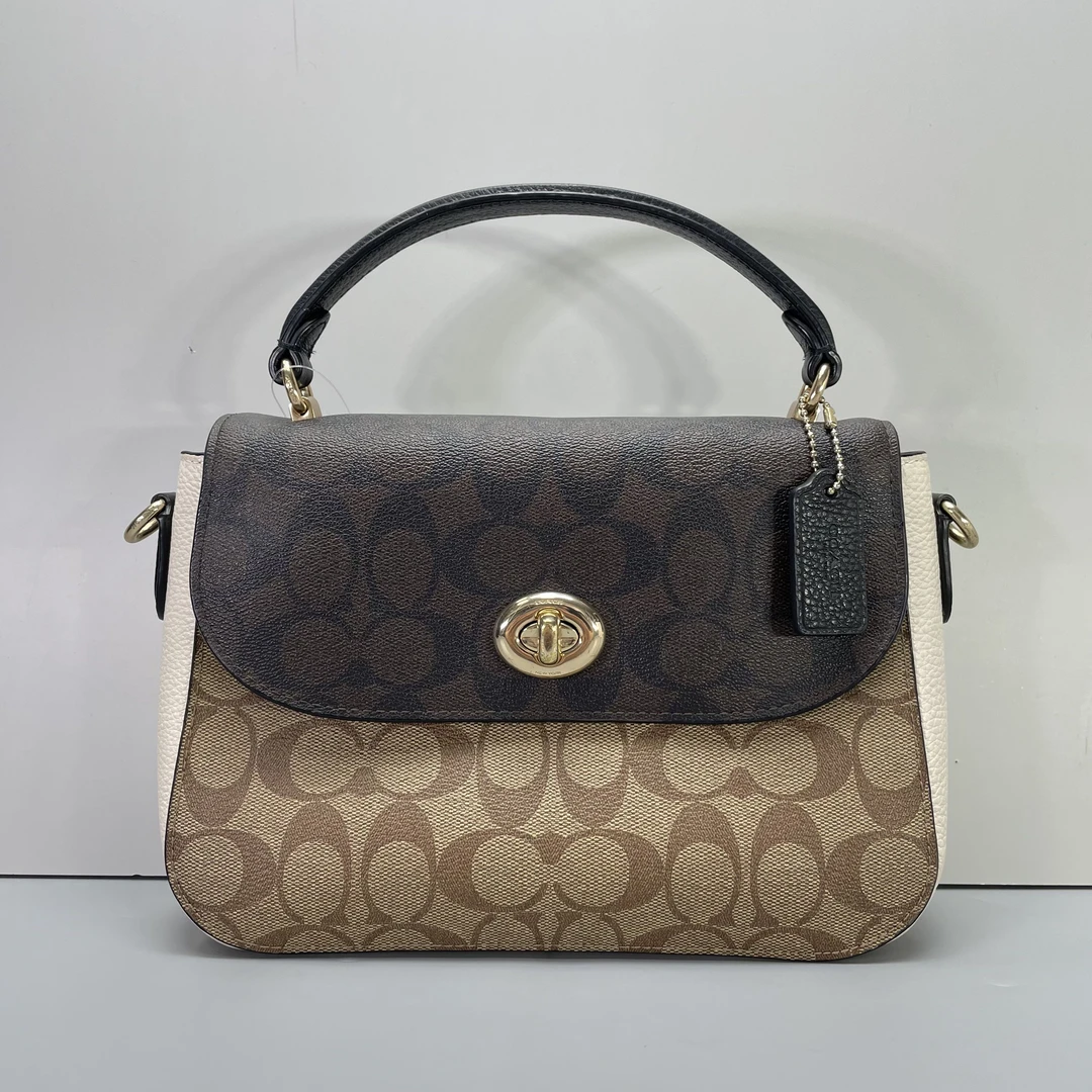 90新 COACH/蔻驰 小林marlie深浅老花手提邮差包24*18*7cmB050706