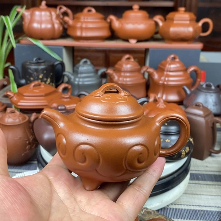 茶壶紫砂三足如意180cc原矿赵庄朱泥特价