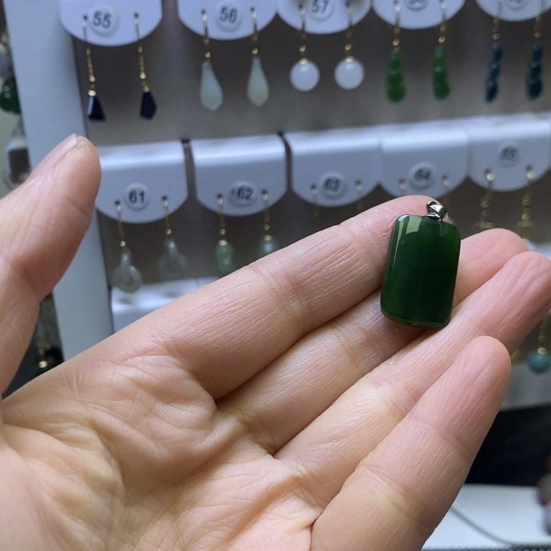 和田玉（碧玉）银S925镶嵌颈饰