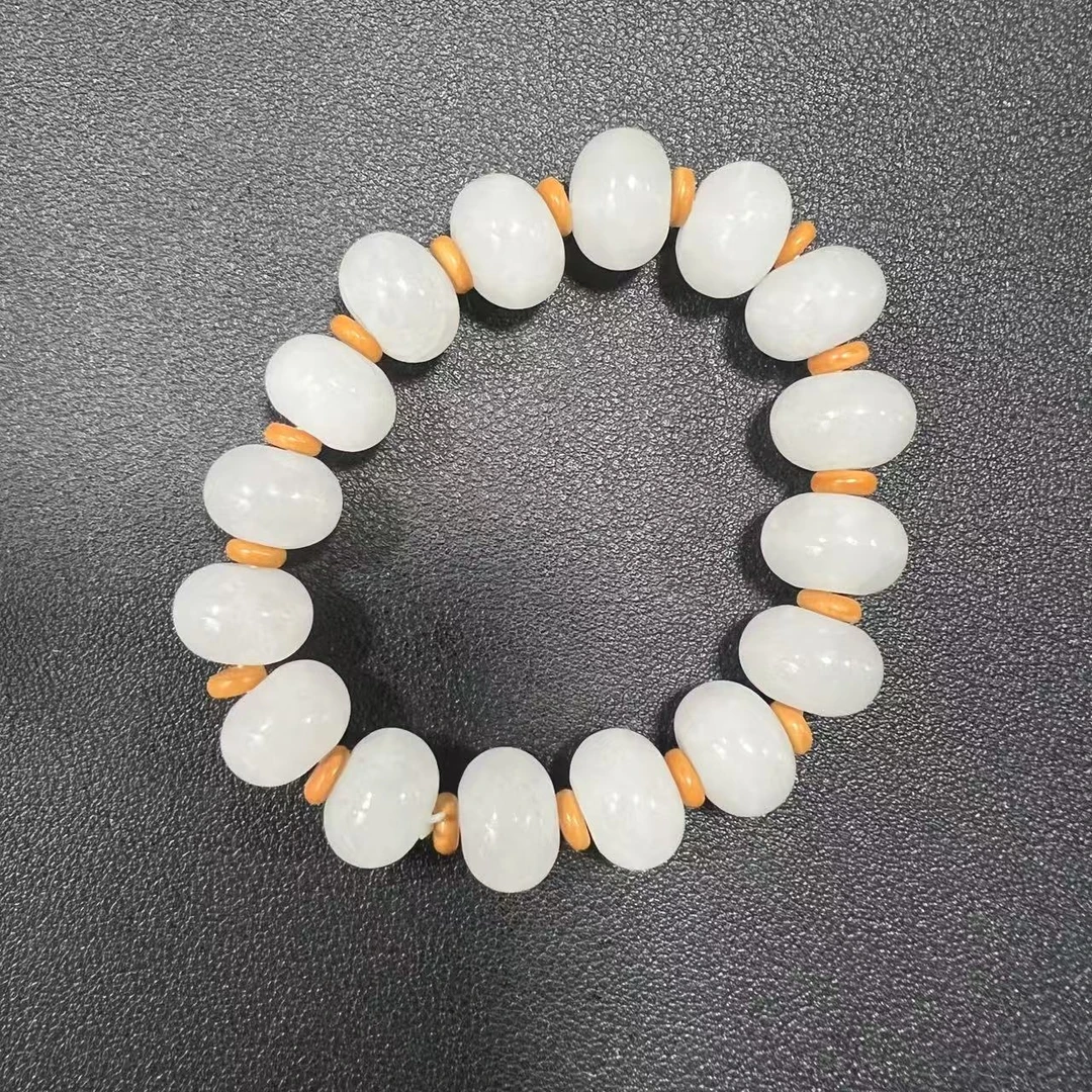 高端奢饰精美新疆和田玉白玉算盘珠手串 H786—多样性发一件