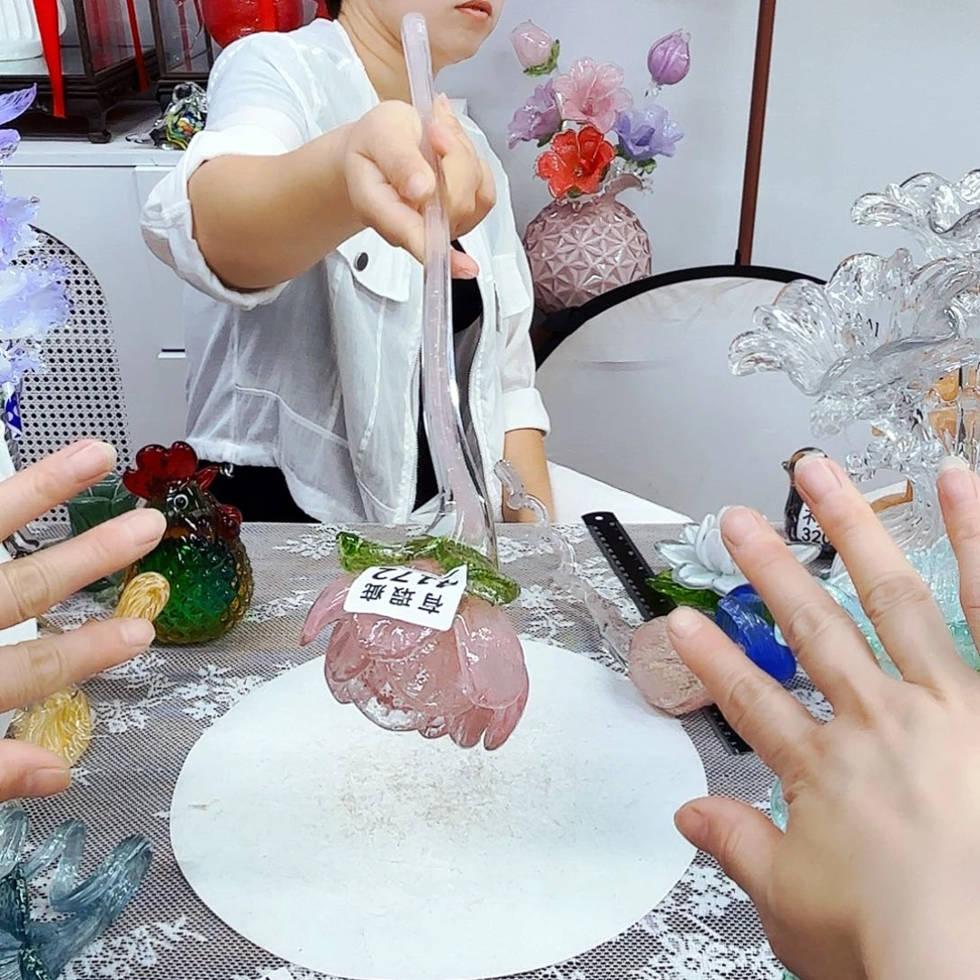琉璃花瓶花器艺术品微瑕荷花