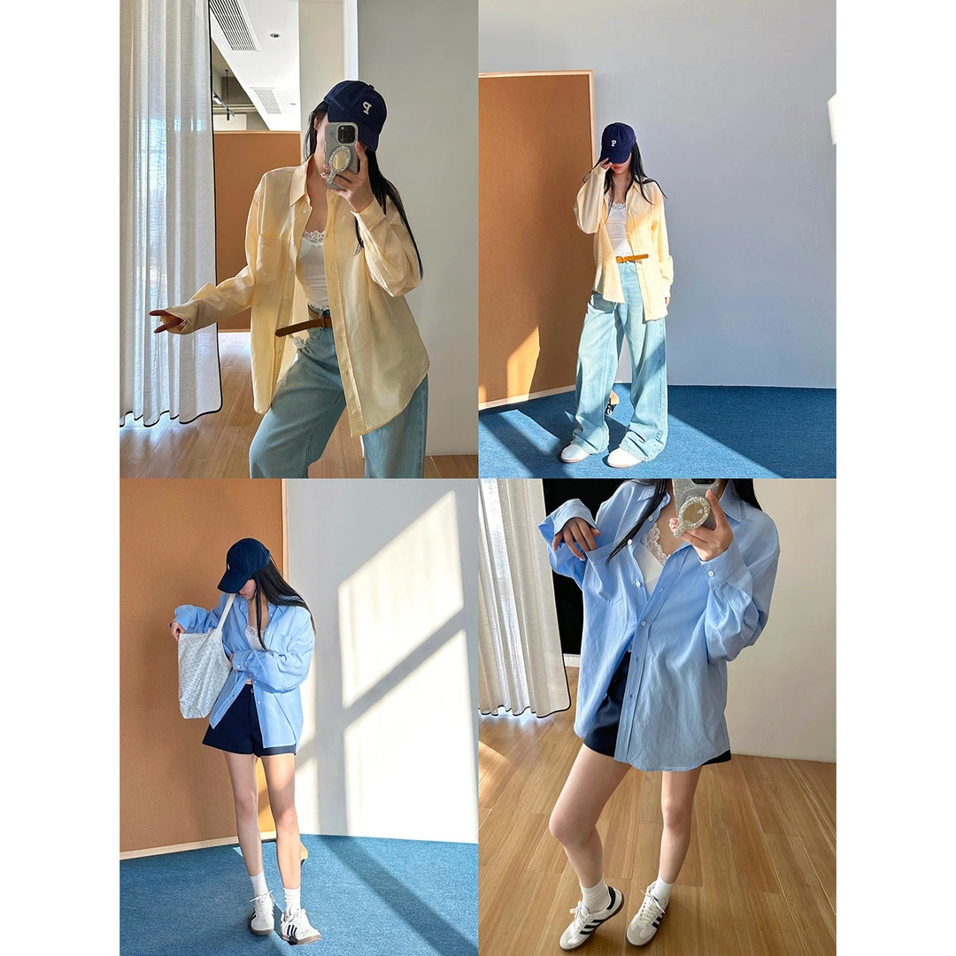 颜色版型绝~通勤衬衫女25春夏极简清新气质轻盈开衫c3177