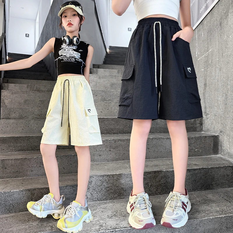 女童薄款工装短裤夏季新款中大童宽松直筒中裤儿童夏天休闲五分裤
