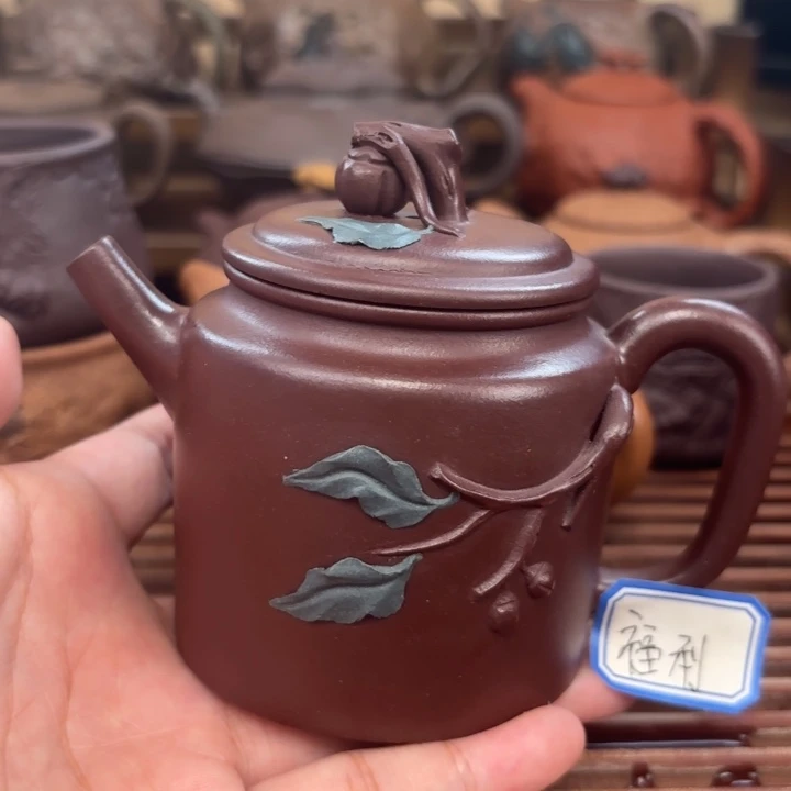紫砂茶壶事事如意原矿老紫泥200c