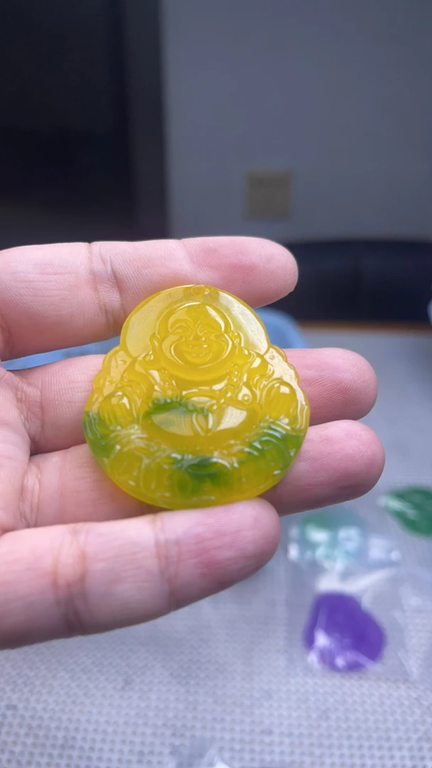 104    黄加绿金铜钱佛公