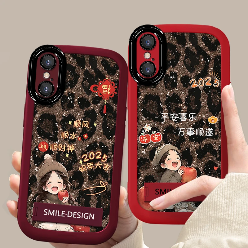 适用于【苹果】X/XS新款豹纹女孩可爱创意支架防摔手机壳