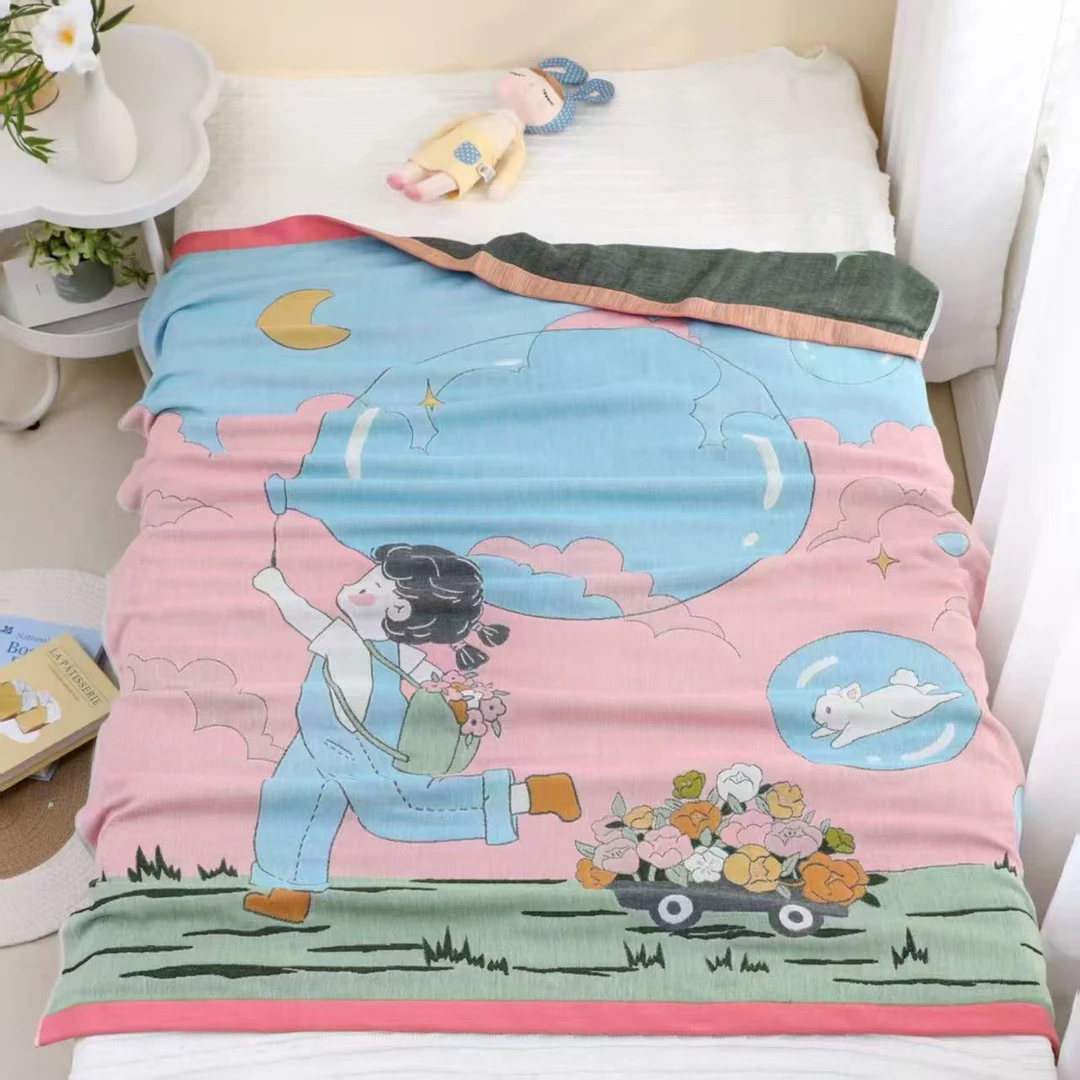 新品 六层纱布儿童毛巾被夏凉被亲肤柔软透气120×150