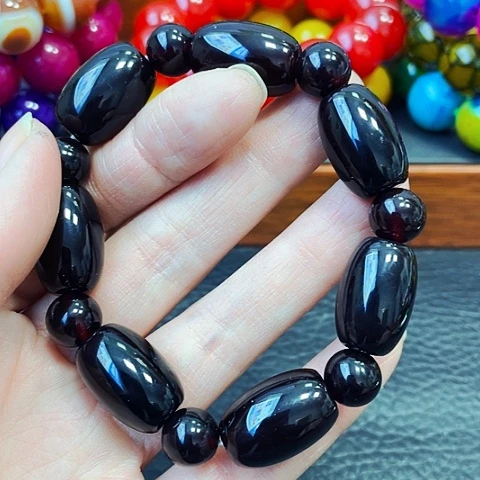 玛瑙/玉髓手链未镶嵌黑金血离子