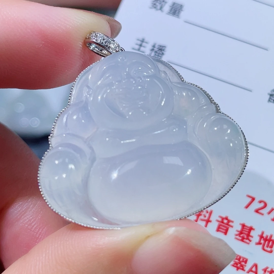 翡翠18K金镶嵌颈饰佛公