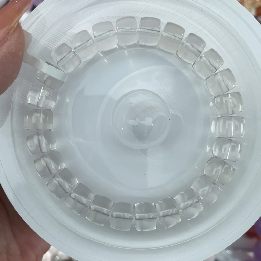未镶嵌水晶手串030奶白晶桶珠9m+