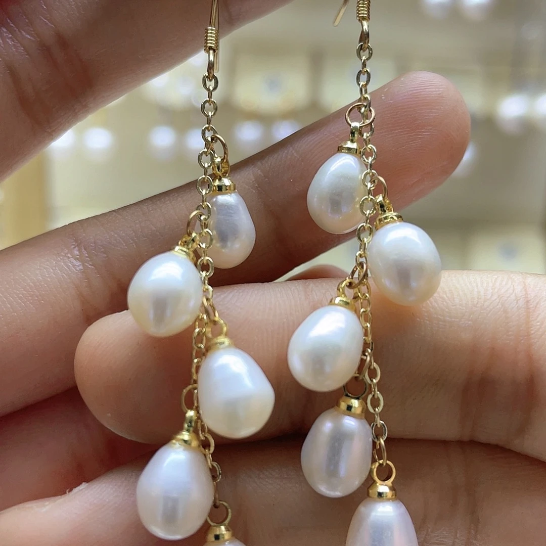 银S925镶嵌淡水珍珠耳饰