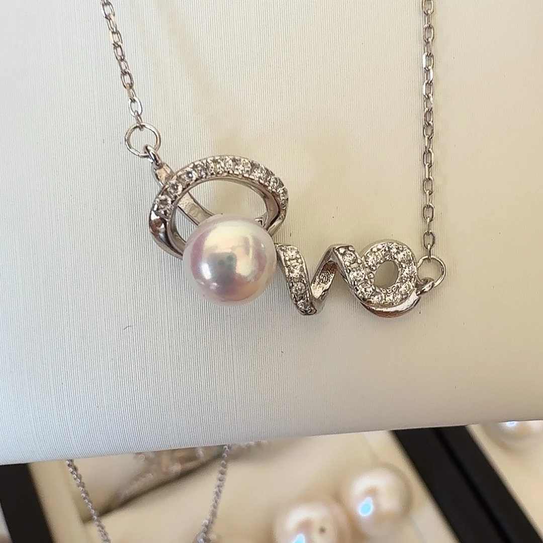 用***6淡水珍珠银S925镶嵌颈饰