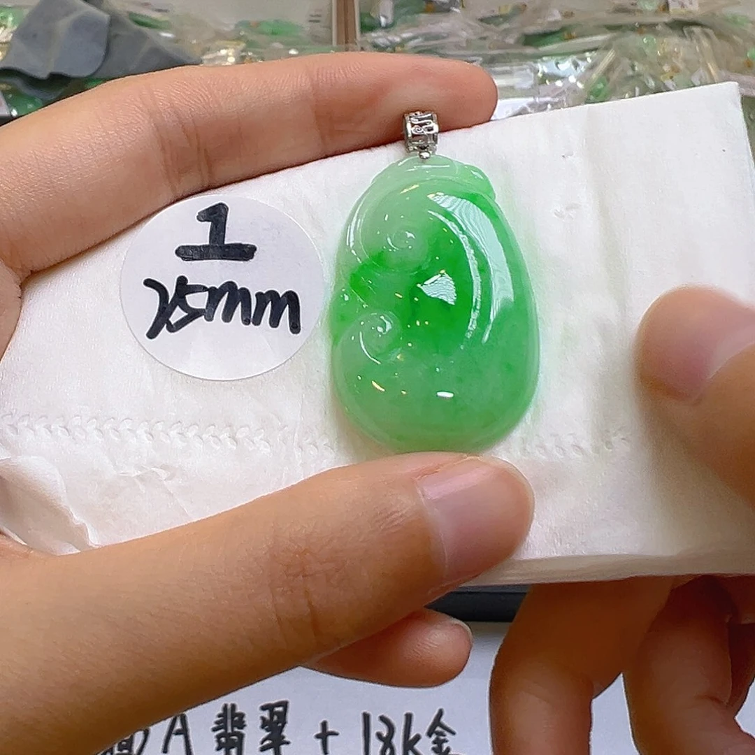 翡翠18K金镶嵌吊坠(不含链)翡翠