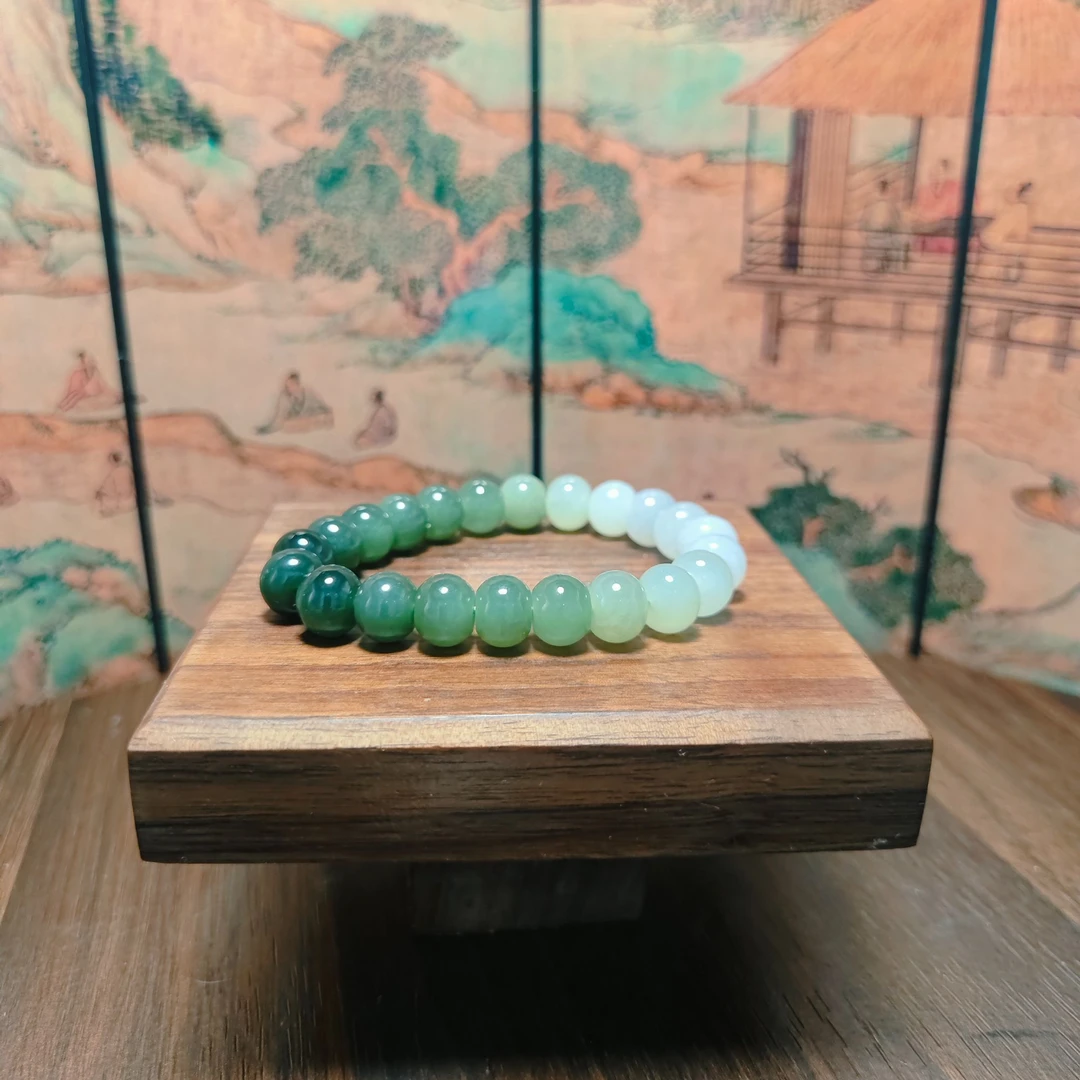 C和田玉渐变算盘珠手串2174