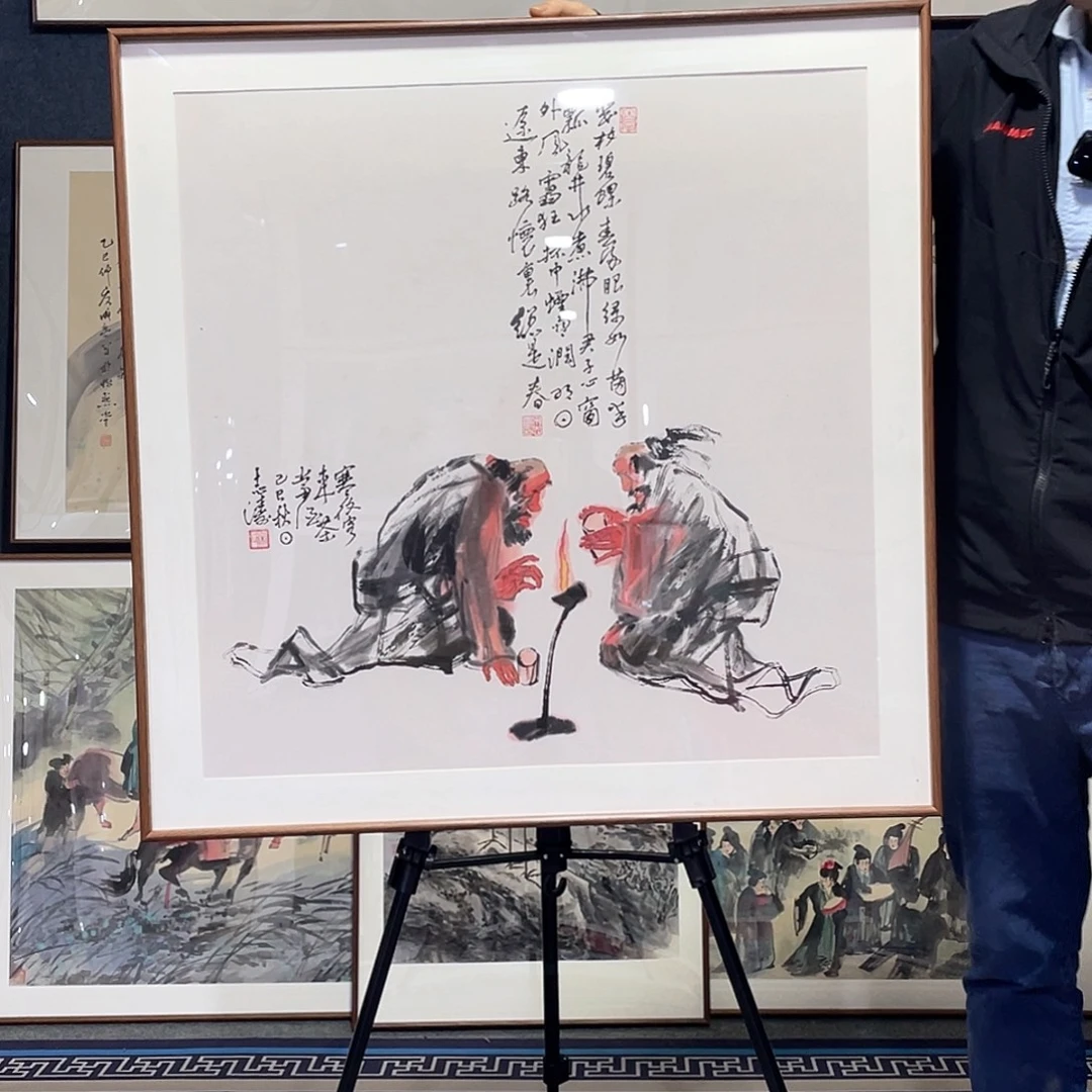 国画手绘画作品带框80/80