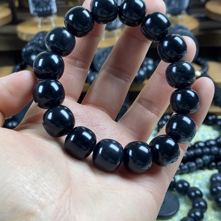 和田玉（墨玉）未镶嵌手串卡14老型特价款