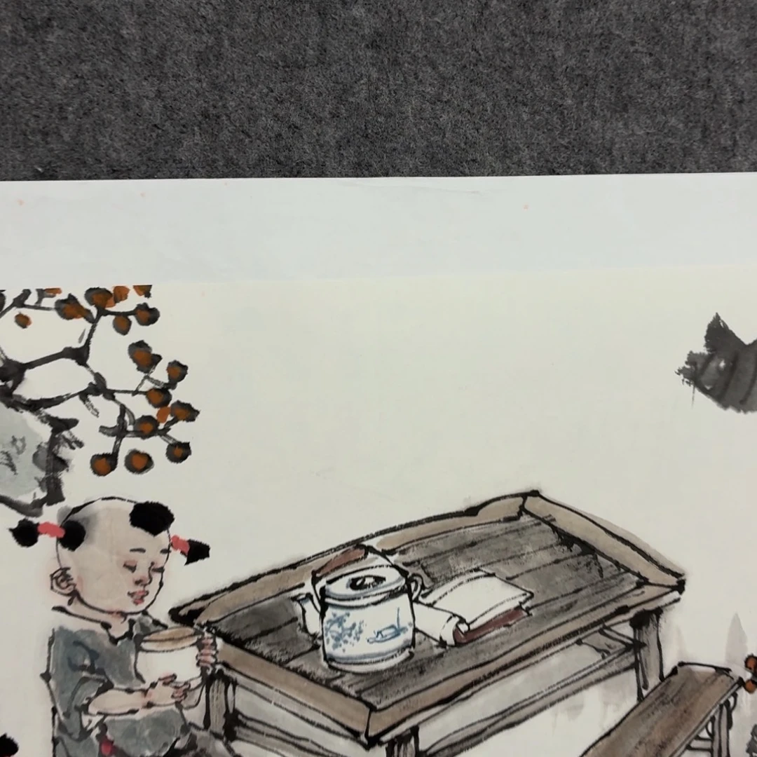 国画宣纸上写着一个小故事一