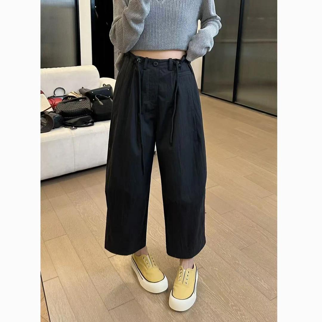 小静静一会【抽绳九分裤】2025春夏可调节腰头休闲裤 2503C1458
