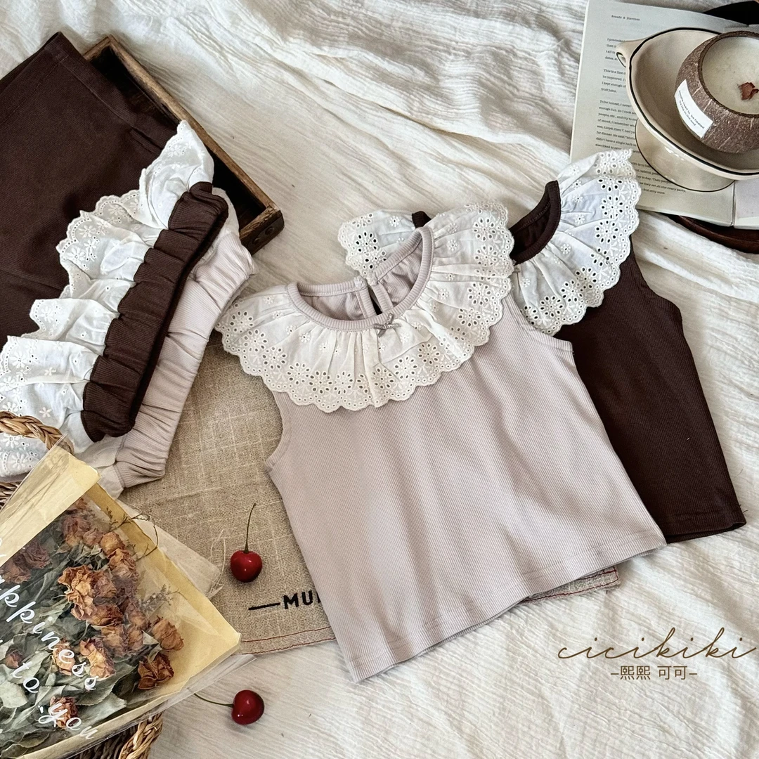 【曼波】2025女童童装夏季百搭优雅儿童背心 熙熙可可BX2517 KZ2527