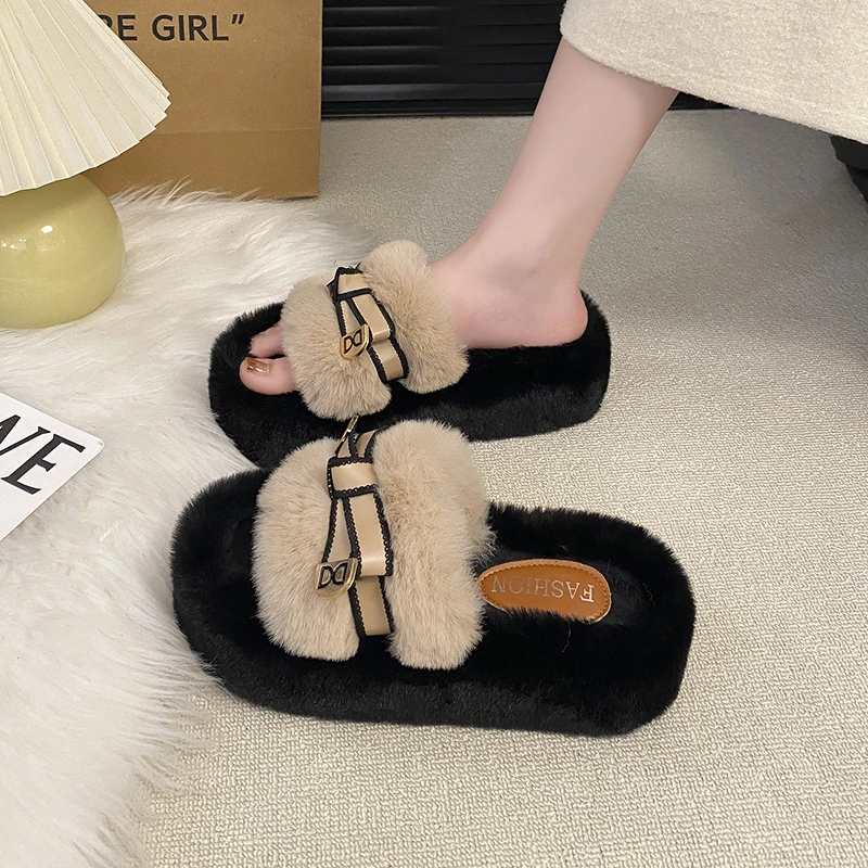 网红爆款小香风毛毛拖鞋女外穿2025新款秋冬时尚家用室内棉拖鞋子