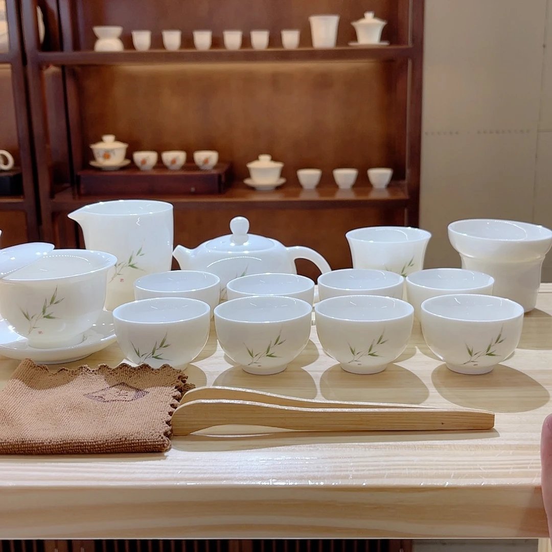 瓷片玄致羊脂玉瓷茶具套装