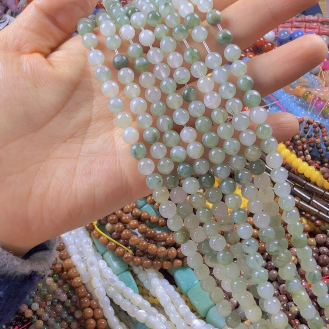 芙蓉石银S925镶嵌珠宝半成品卡6一条