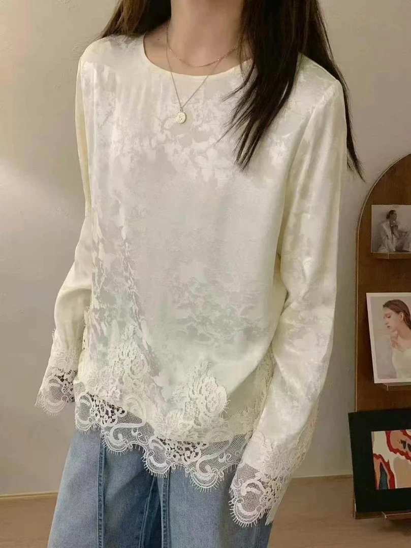春装新款 国风蕾丝花边刺绣衬衣