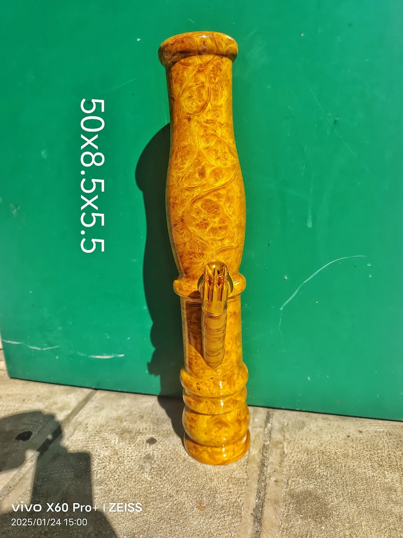 缅甸国宝黄金樟花瓶款烟筒，50x8.5x5.5，天然无拼接