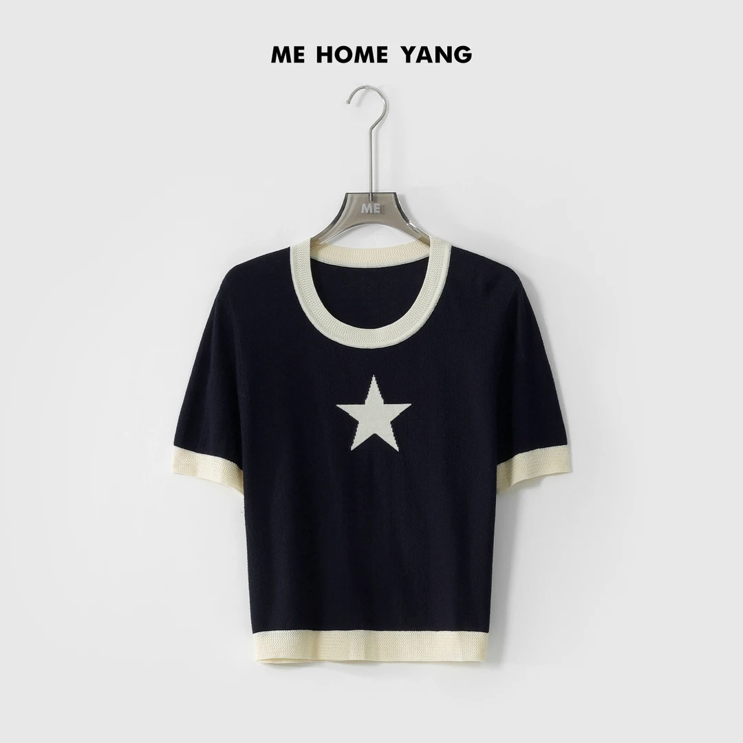 ME【星星针织T 】夏季经典简约气质显瘦百搭新款针织衫 MEQS3454