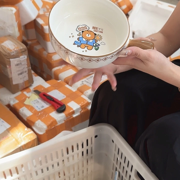 瓷片比鲁斯手柄碗白色一个