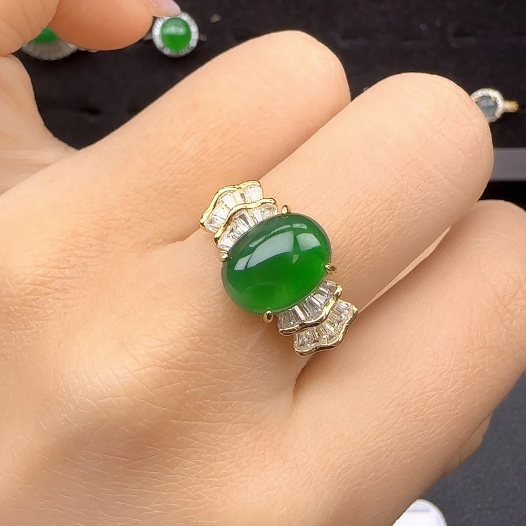 银S925镶嵌戒指翡翠