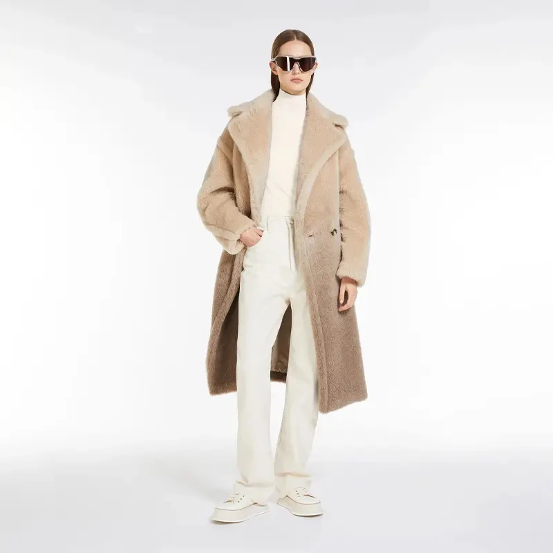 MaxMara【国现 专柜39100】女士渐变泰迪熊大衣 Gatto 001