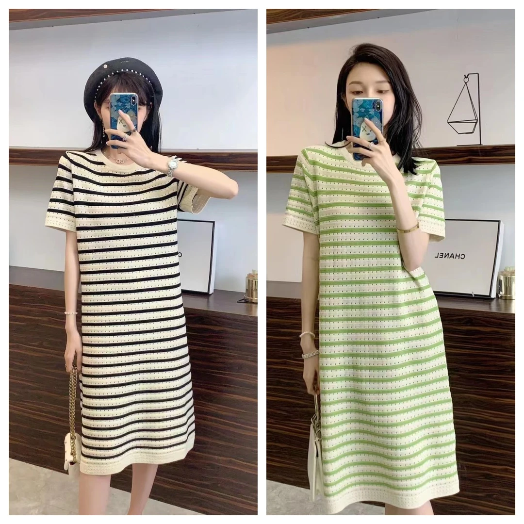 孕妇连衣裙夏装2025新款宽松条纹裙子夏季清凉孕妇装辣妈显瘦M716