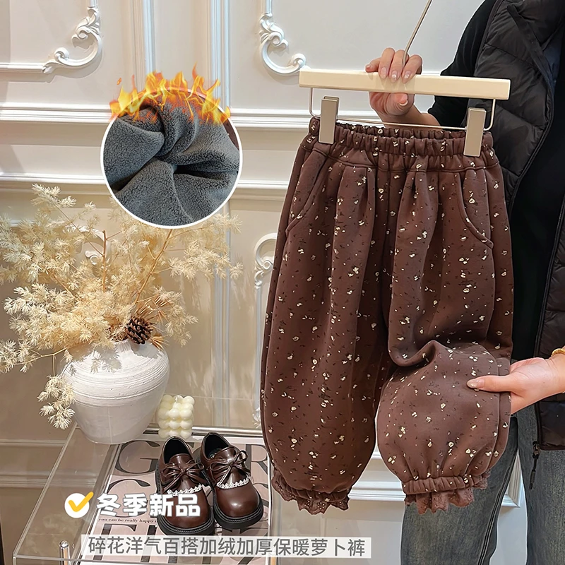 女童秋冬季加绒休闲裤女宝宝秋装时尚儿童裤子韩版外穿长裤童装潮