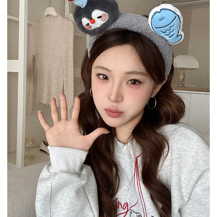 可爱创意企鹅小鱼毛绒发箍女卡通萌趣头饰发卡洗脸拍照压发头箍