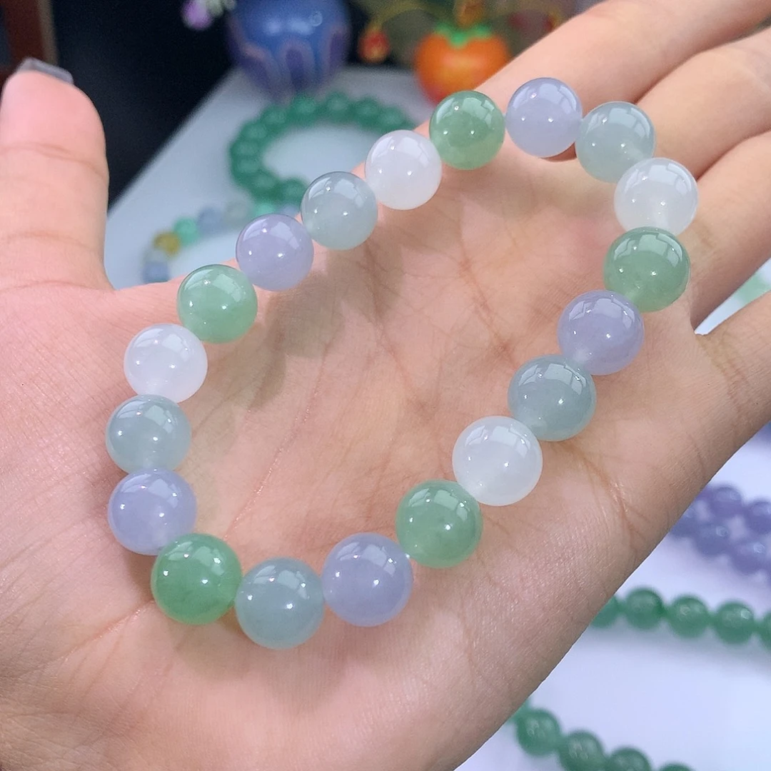 翡翠未镶嵌手链17号 清新马卡龙手串