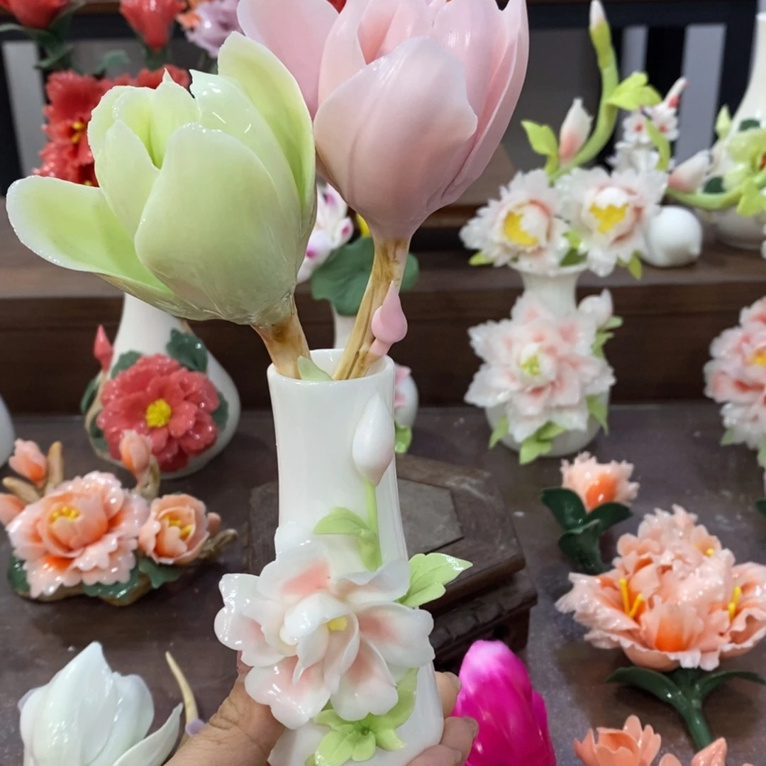 瓷片陶瓷手工花摆件