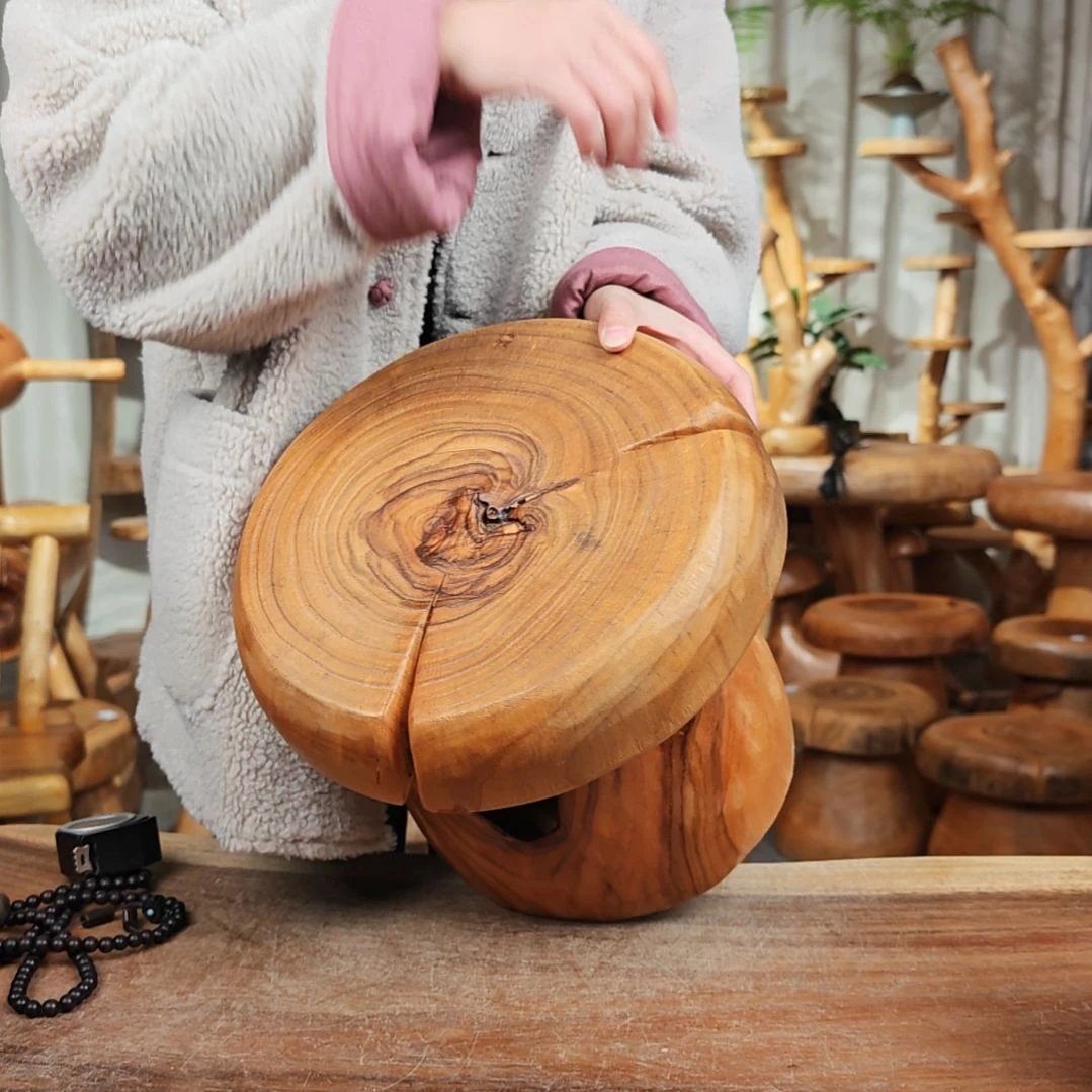 木（非红木类）蘑菇凳微瑕